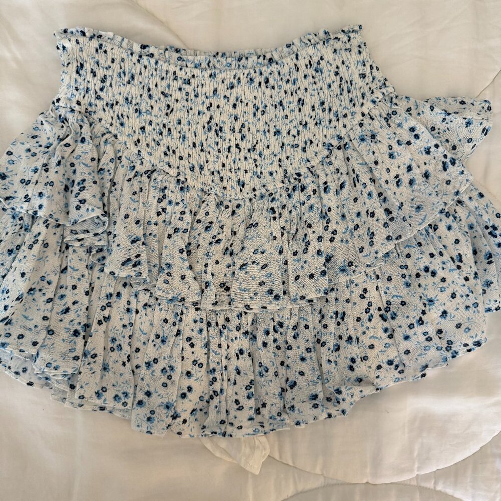 Rock and Rags Tiered Blue Floral Mini Skirt (XS)